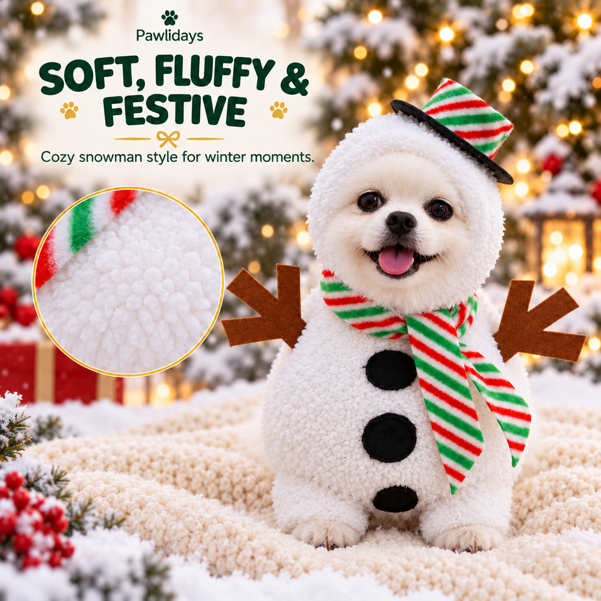Christmas Snowman Pet Costume